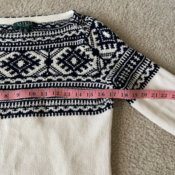 Lauren Ralph Lauren Black and Cream Patterned Sweater petite small - Picture 5 of 7